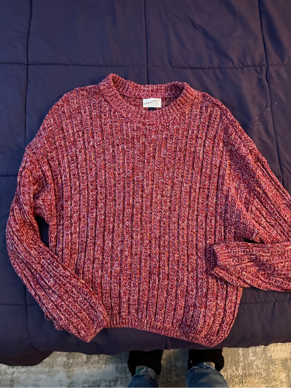 Universal Thread Marled Ribbed Crewneck Sweater - Rose
